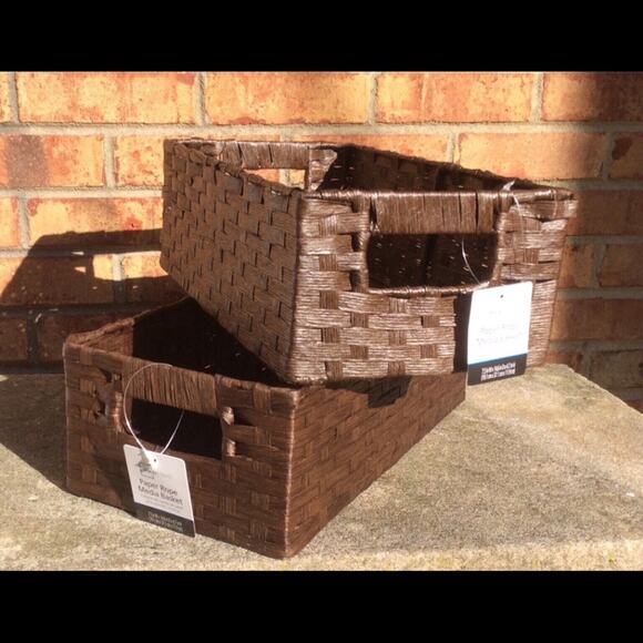 Mainstays Paper Rope Baskets Set of 2 Rectangular Brown Organization Storage NIP - Picture 1 of 5